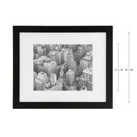Gallery Solutions 16x20 Black Wall Picture Frame with Double White Mat For 11x14 Image