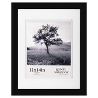 Gallery Solutions - 11"x14" Flat Black Wall Picture Frame - Double White Mat - Wall/Wall Mount Display - Perfect Fit for 8x10 Photos - Versatile Mounting Options - Rectangular Poster Frame