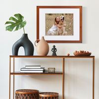 Gallery Solutions 16x20 Flat Walnut Wall Frame with Double White Mat For 11x14 Picture