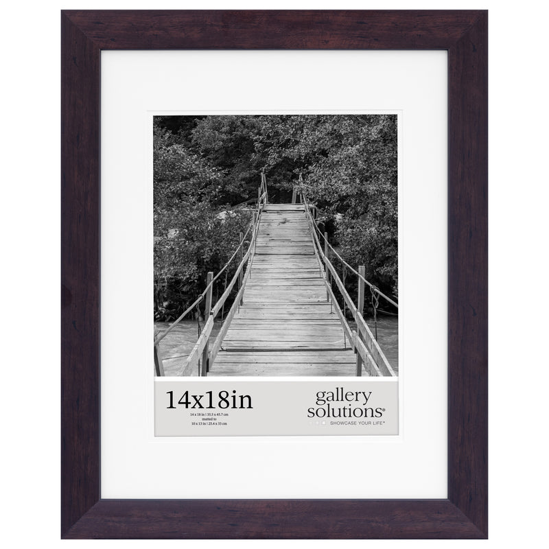 Gallery Solutions Essential Wall Picture Frame with Double Mat, 14x18 Matted To 10x13, Walnut