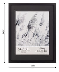 Gallery Solutions 14x18 Black Wood Wall Frame with Double Black Mat For 11x14 Image