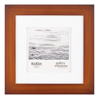 Gallery Solutions 8x8 Flat Walnut Tabletop or Wall Frame with Double White Mat For 5x5 Picture