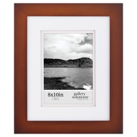 Gallery Solutions 8x10 Flat Walnut Tabletop or Wall Frame with Double White Mat for 5x7 Picture