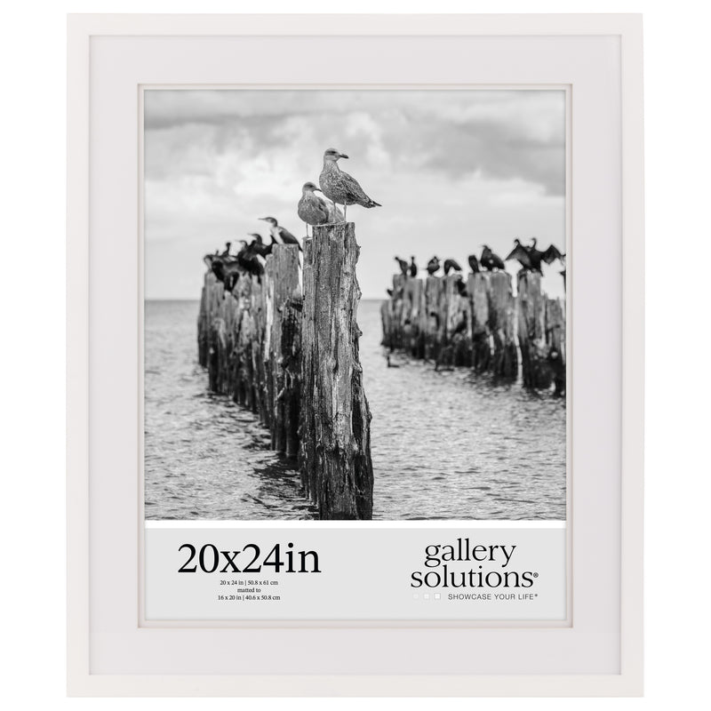 Gallery Solutions 20x24 White Wall Frame with Double White Mat For 16x20 Picture