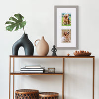 Gallery Solutions Wall or Tabletop Picture Frame with Airfloat Mat, 10x20 Matted To 5x7, Gray/White