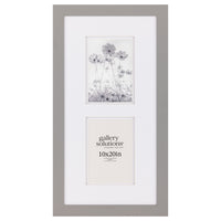 Gallery Solutions Wall or Tabletop Picture Frame with Airfloat Mat, 10x20 Matted To 5x7, Gray/White