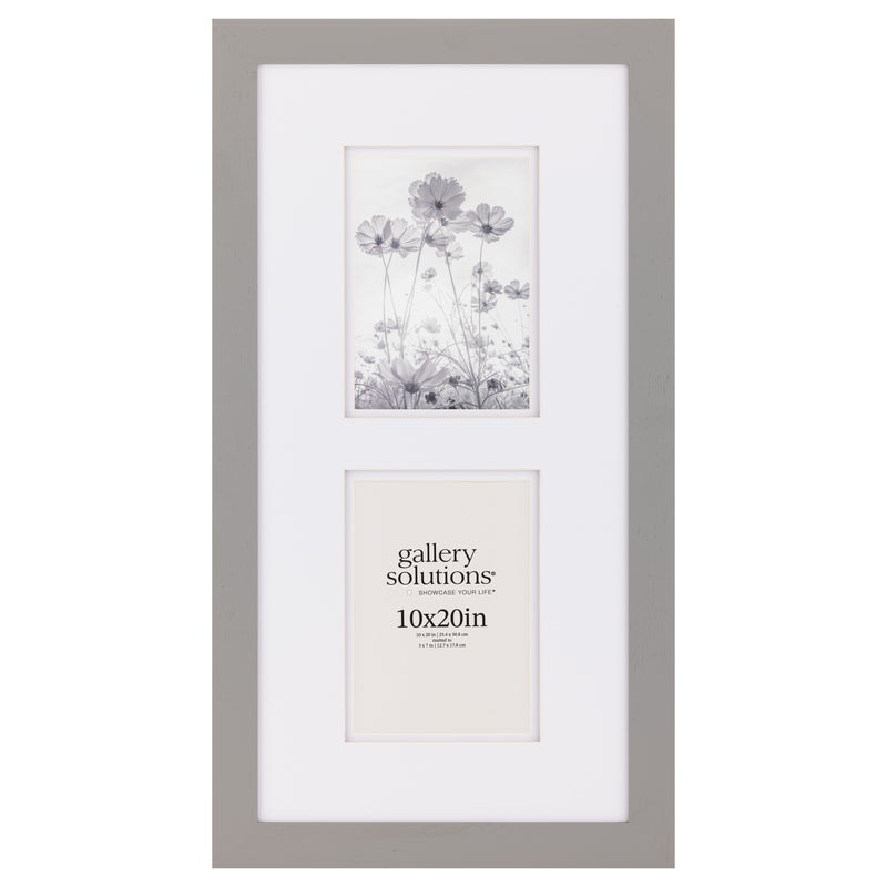 Gallery Solutions Wall or Tabletop Picture Frame with Airfloat Mat, 10x20 Matted To 5x7, Gray/White