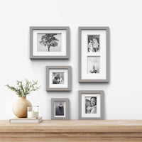 Gallery Solutions 11x14 Flat Grey Wall Frame with Double White Mat For 8x10 Picture