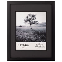 Gallery Solutions 11x14 Black Wood Wall Frame with Double Black Mat For 8x10 Image