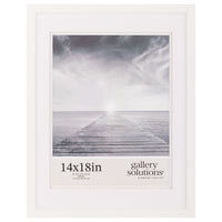Gallery Solutions Wall Picture Frame with Airfloat Mat, 14x18 Matted To 11x14, White