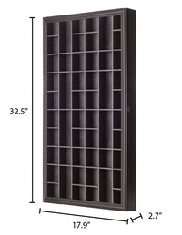 Gallery Solutions 52-Opening Shot Cabinet with Glass Front, Black Display Cases, 17" x 32"