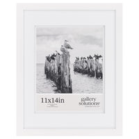 Gallery Solutions - White Wood Wall Frame 11"x14" - Premium Quality - Rectangular Wall Mount - Classic Design for 8"x10" Photos - Ready-to-Hang - Enhance Your Home or Office Décor with this Elegant Frame