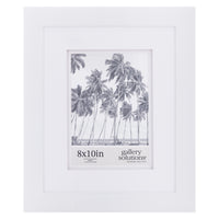 Gallery Solutions - 8"x10" White Frame - Double White Mat - Wall or Tabletop Display - Perfect Fit for 5"x7" Photos - Versatile Mounting Options