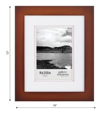 Gallery Solutions 8x10 Flat Walnut Tabletop or Wall Frame with Double White Mat for 5x7 Picture