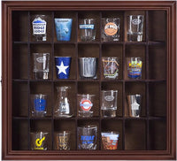 Gallery Solutions 18x16 Shot Glass Display Case with Hinged Front, Walnut