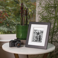 Gallery Solutions - 8"x10" Flat Black Picture Frame - Tabletop or Wall Mount - For 5"x7" Photos with Double White Mat - Versatile-Elegant For Home or Office Decor - Traditional Photo Frame