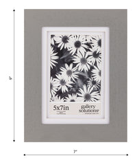 Gallery Solutions 5x7 Flat Grey Tabletop or Wall Frame with Double White Mat For 4x6 Picture